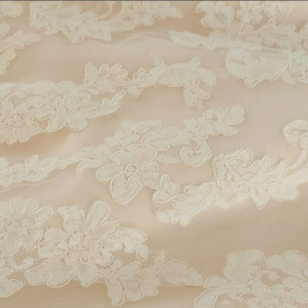 MORI LEE Blush with Lace Overlay Wedding Dress with belt size 10 - Picture 9 of 17